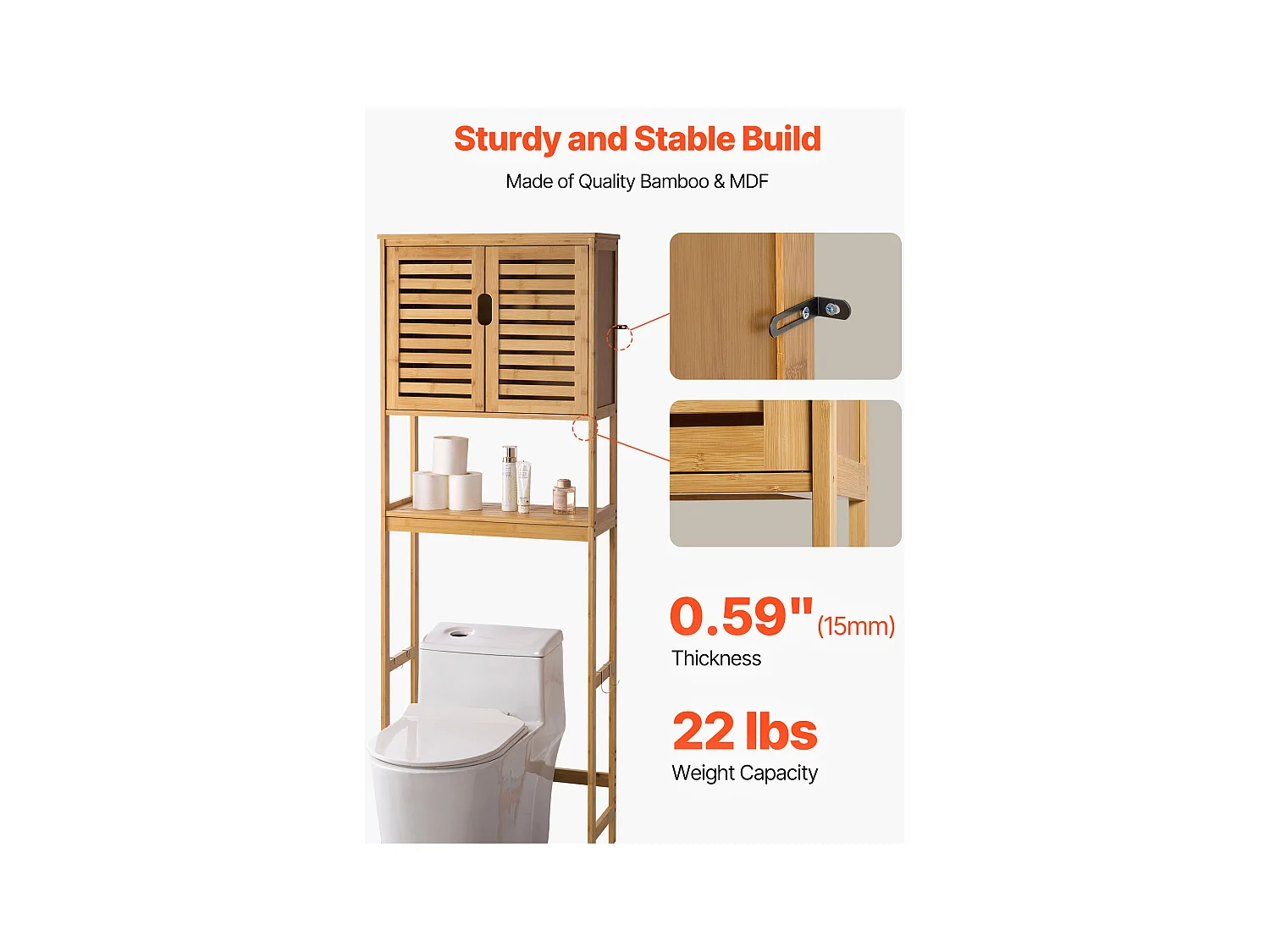 Szafka do Łazienki SucceBuy, Szafka nad Toaletą lub Pralką, Szafka Łazienkowa Oszczędzająca Miejsce, Naturalna