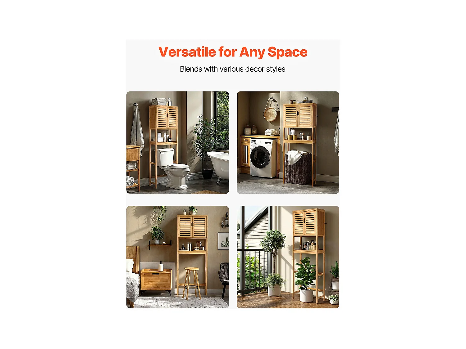 Szafka do Łazienki SucceBuy, Szafka nad Toaletą lub Pralką, Szafka Łazienkowa Oszczędzająca Miejsce, Naturalna