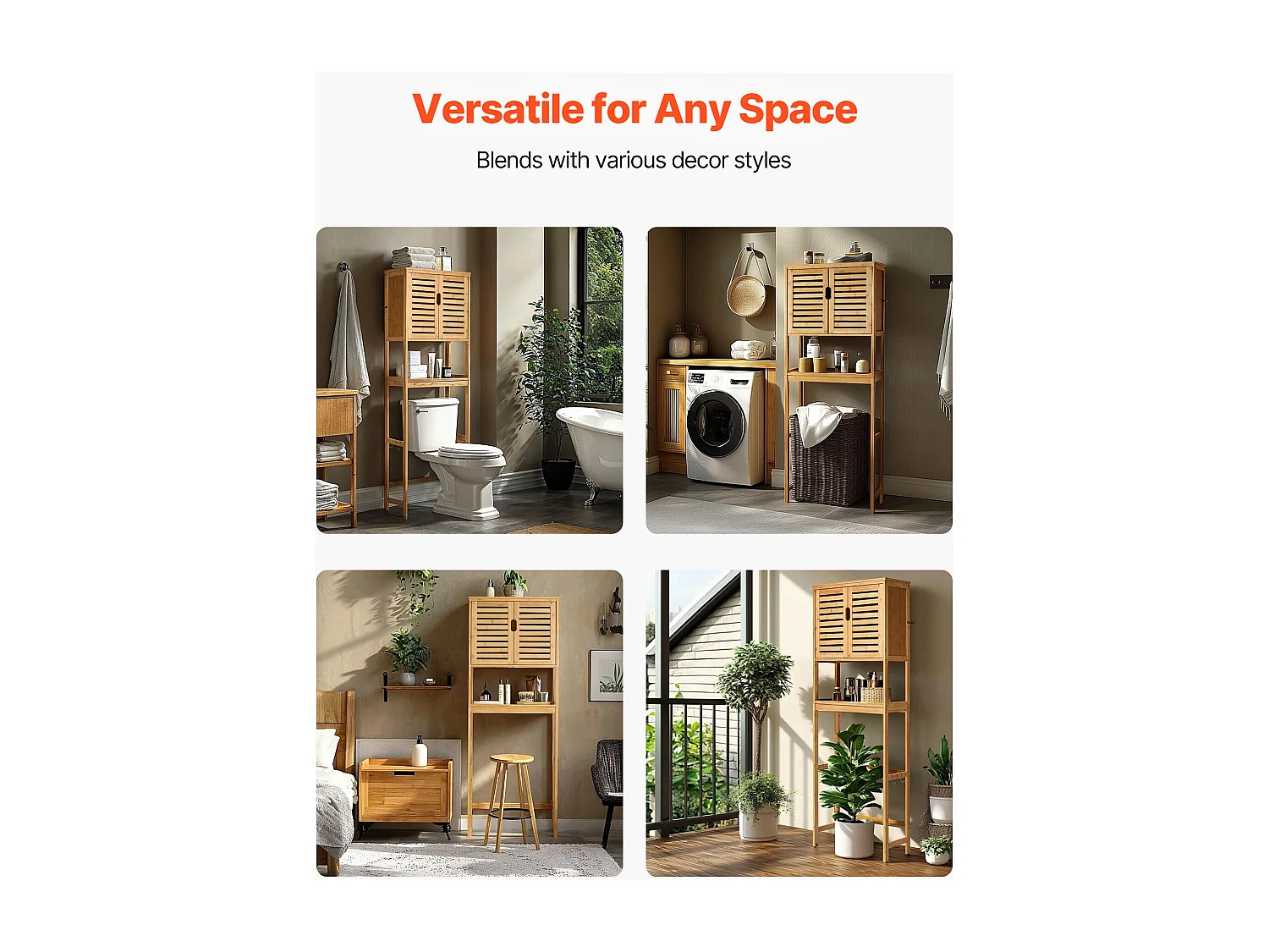 Meuble de Rangement WC SucceBuy, Rangement au Dessus des Toilettes ou Machine à Laver, Armoire de Salle de Bain Gain de Place, Naturel