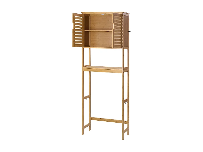 Meuble de Rangement WC SucceBuy, Rangement au Dessus des Toilettes ou Machine à Laver, Armoire de Salle de Bain Gain de Place, Naturel