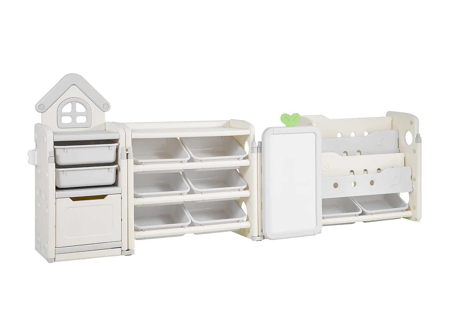 Móvel para Arrumação de Brinquedos Infantis SucceBuy, com Estante e Prancheta, com 4 Níveis e 10 Caixas de Plástico Removíveis, para Creches