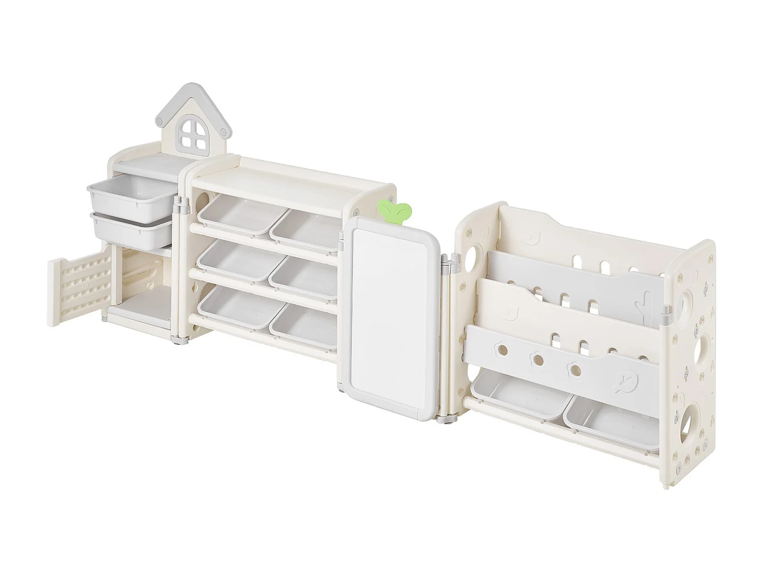 Móvel para Arrumação de Brinquedos Infantis SucceBuy, com Estante e Prancheta, com 4 Níveis e 10 Caixas de Plástico Removíveis, para Creches