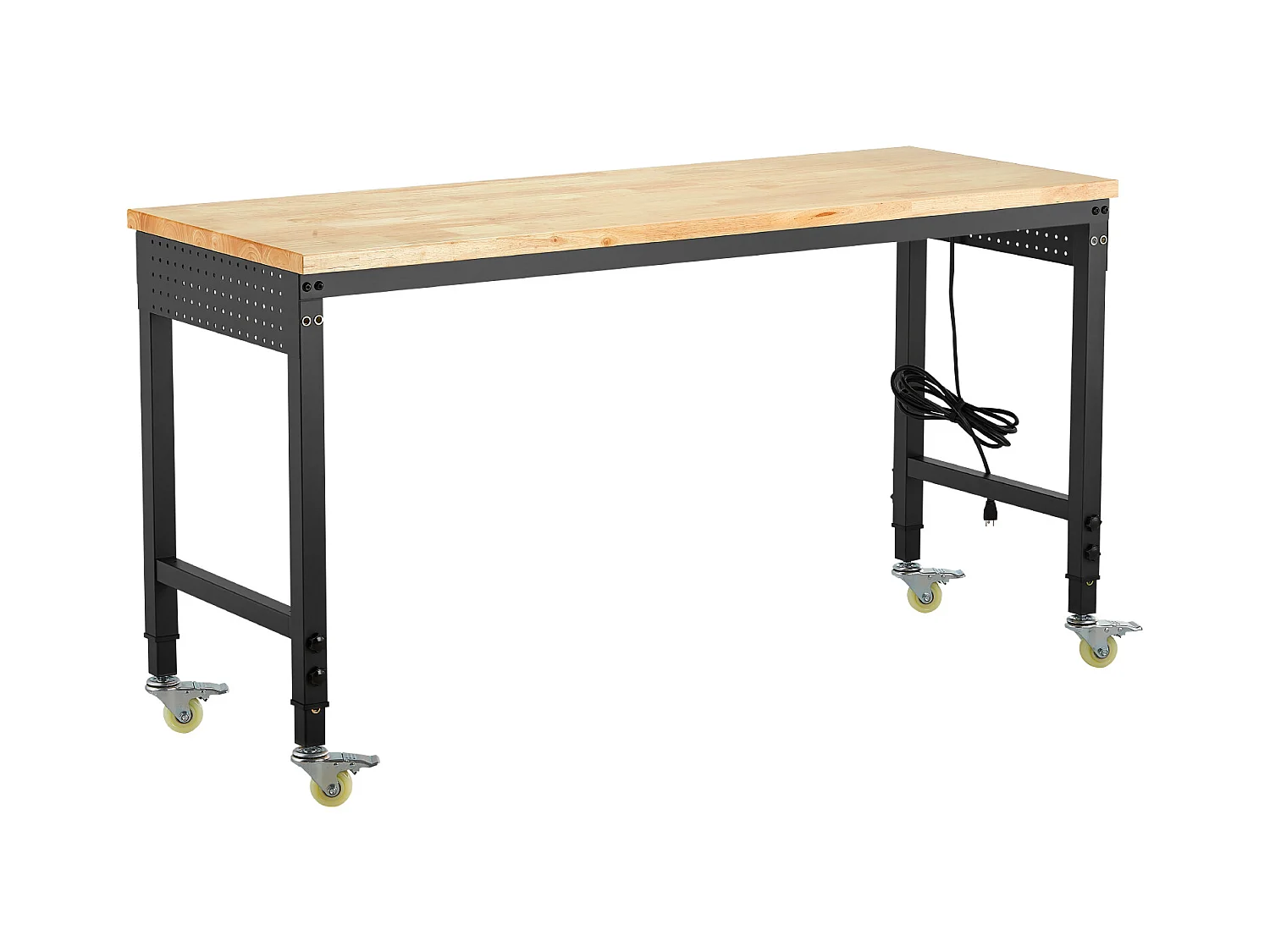 Établi Atelier Garage SucceBuy, 152,4 cm, Table de Travail sur Roulettes à Hauteur Réglable, Capacité de Charge 907,2 kg, en Chêne pour Bureau, Maison