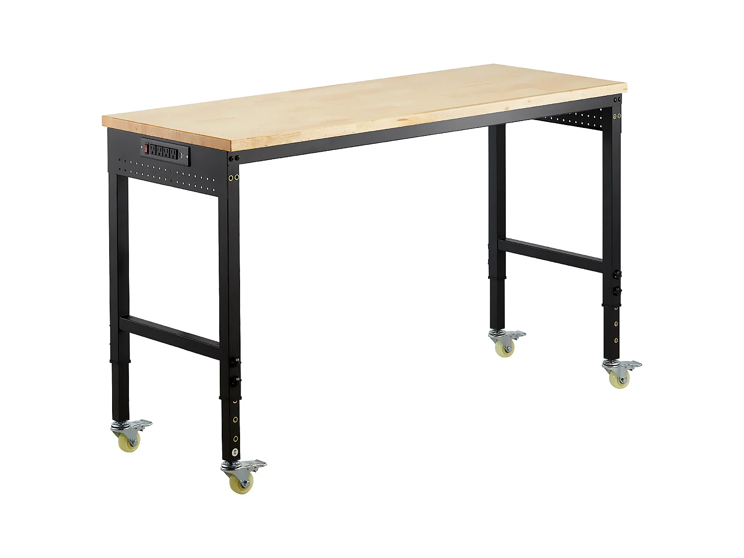 Werkbank SucceBuy, 152,4 cm, Werktafel op Wieltjes met Verstelbare Hoogte, Draagvermogen 907,2 kg, van Eikenhout voor Kantoor, Huis