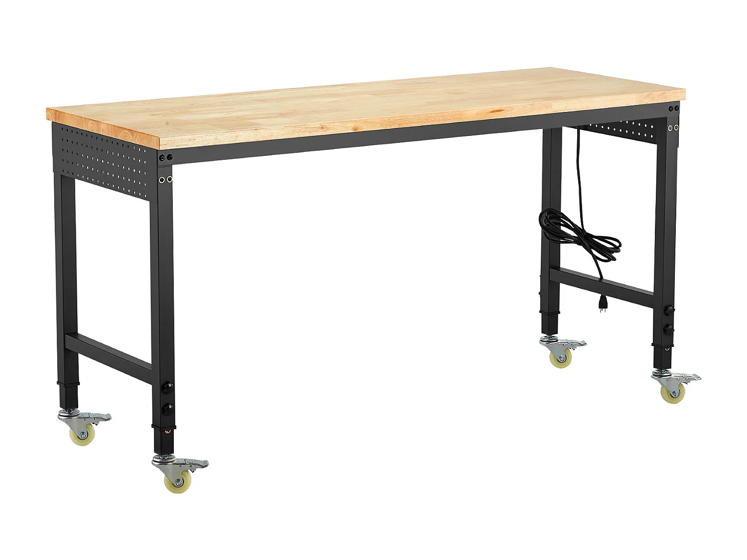 Établi Atelier Garage SucceBuy, 152,4 cm, Table de Travail sur Roulettes à Hauteur Réglable, Capacité de Charge 907,2 kg, en Chêne pour Bureau, Maison