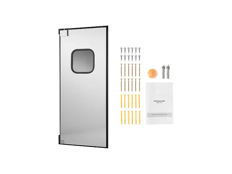 Drzwi Skrzydłowe SucceBuy ze Stali Nierdzewnej, z Pojedynczym Panelem, Otwierane na Szerokość 91 x 213 cm, Łatwe w Montażu, Płynne i Ciche Działanie