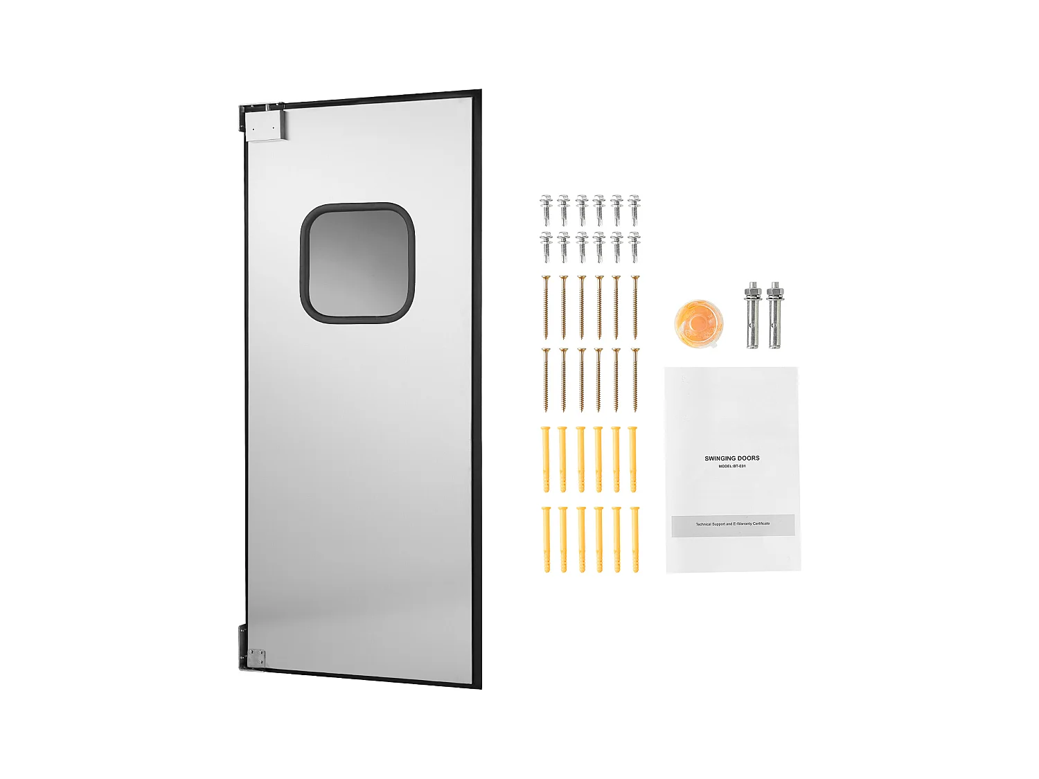 Porte Battante SucceBuy en Acier Inoxydable, à Panneau Simple pour Ouverture de Porte 91x213 cm, Facile à Installer, Fonctionnement Fluide et Silencieux