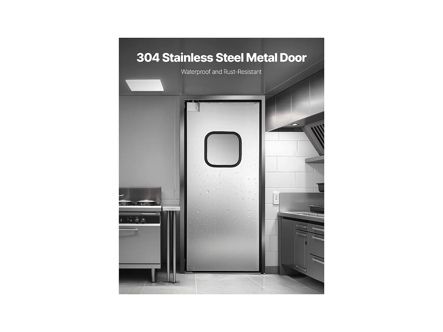 Porte Battante SucceBuy en Acier Inoxydable, à Panneau Simple pour Ouverture de Porte 91x213 cm, Facile à Installer, Fonctionnement Fluide et Silencieux