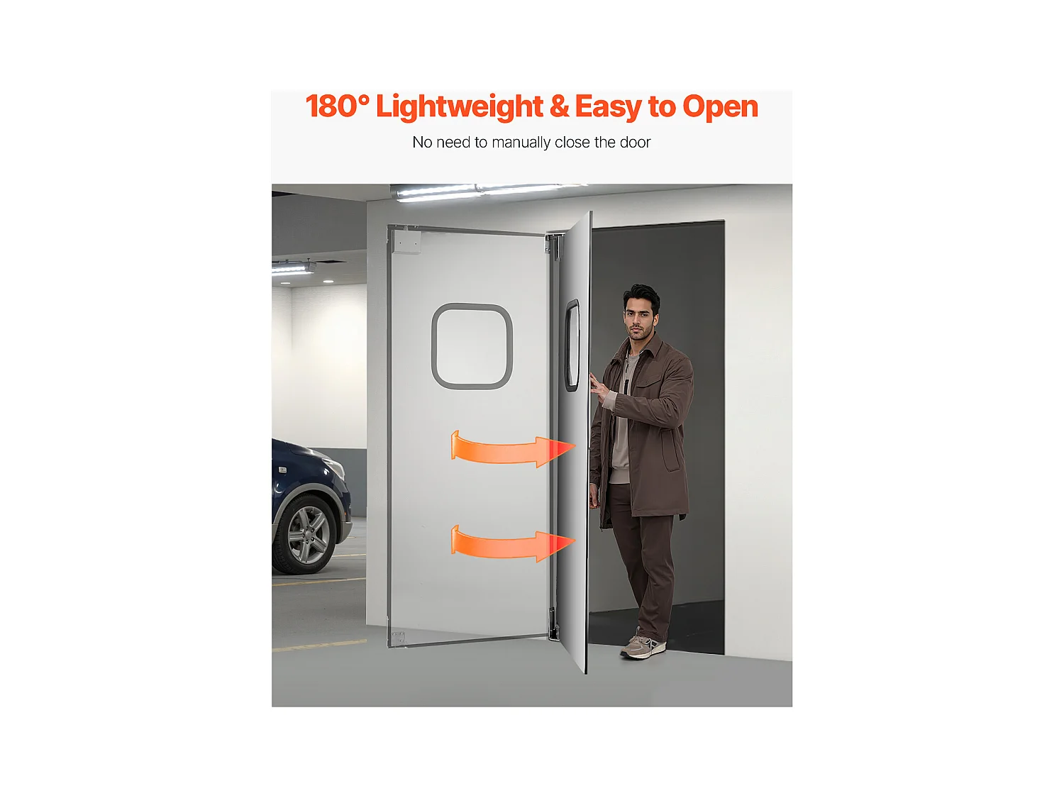 Porte Battante SucceBuy en Acier Inoxydable, à Panneau Simple pour Ouverture de Porte 91x213 cm, Facile à Installer, Fonctionnement Fluide et Silencieux