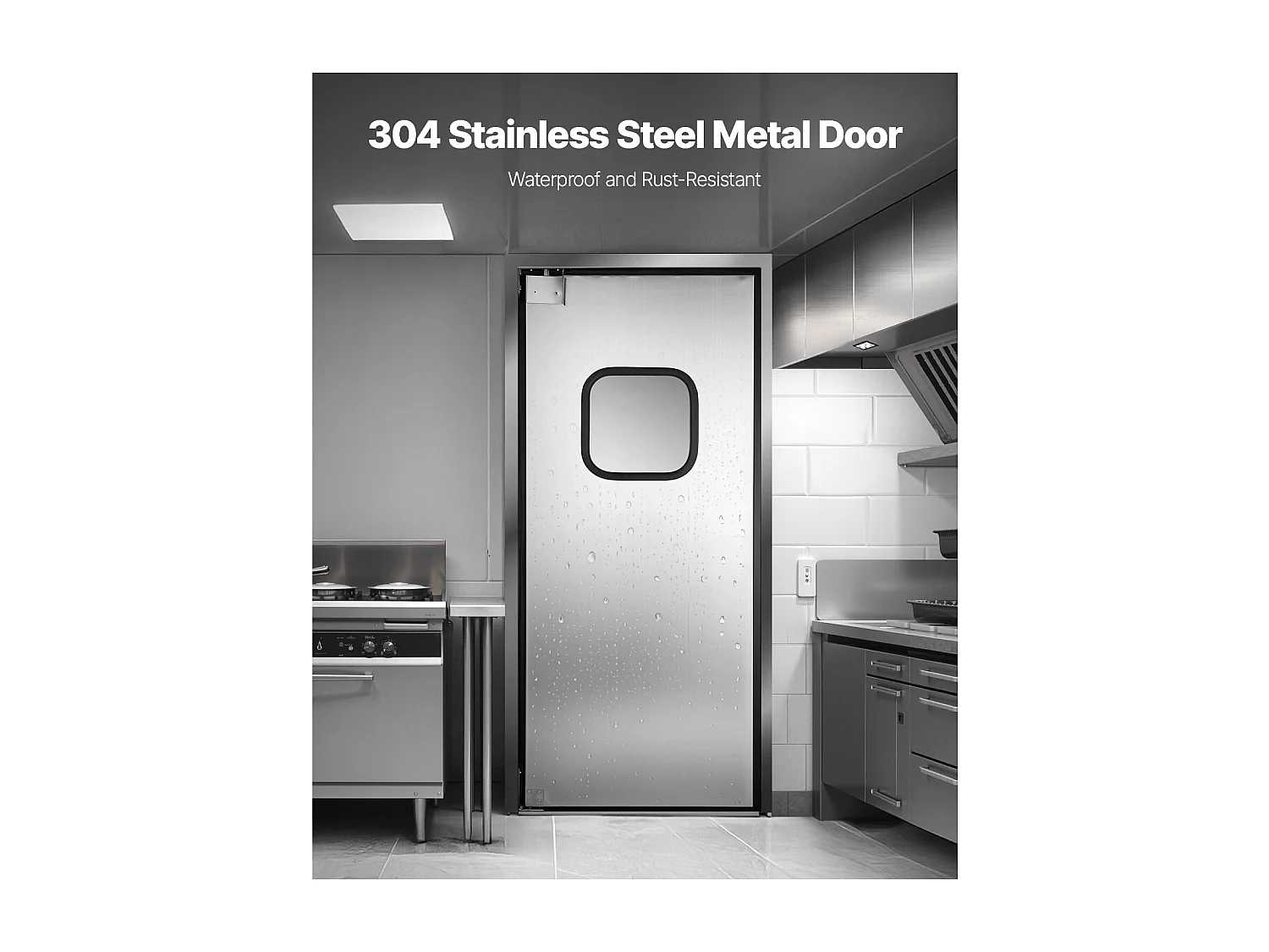 Porte Battante SucceBuy en Acier Inoxydable, à Panneau Simple pour Ouverture de Porte 91x213 cm, Facile à Installer, Fonctionnement Fluide et Silencieux