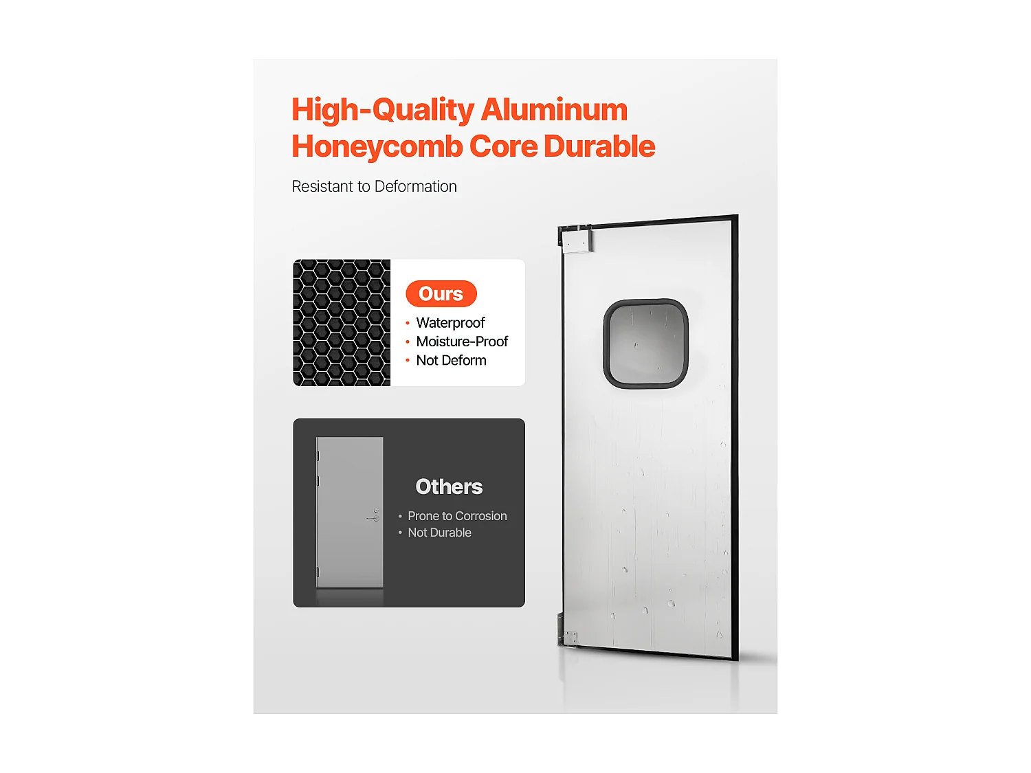 Porte Battante SucceBuy en Acier Inoxydable, à Panneau Simple pour Ouverture de Porte 91x213 cm, Facile à Installer, Fonctionnement Fluide et Silencieux