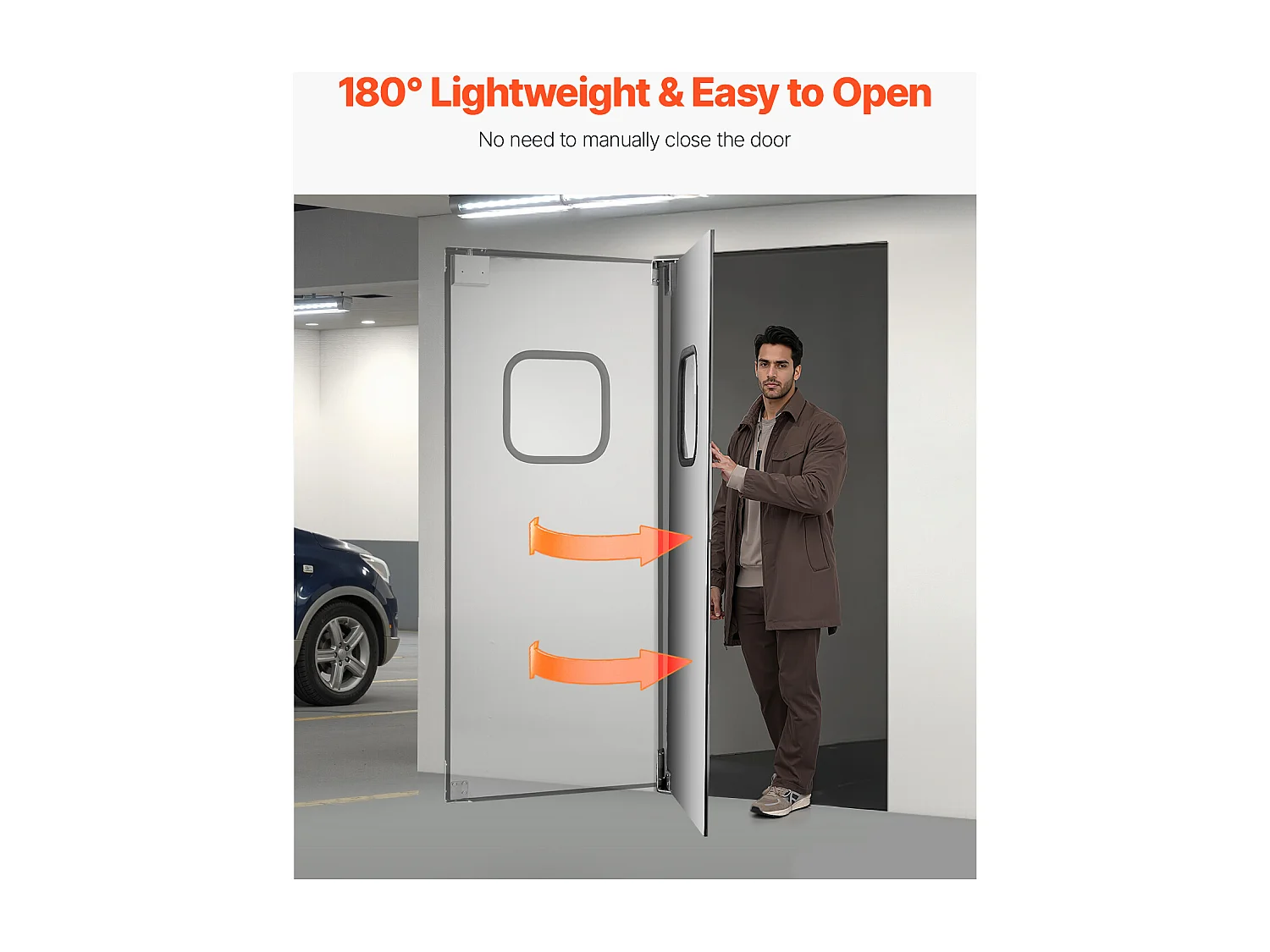 Porte Battante SucceBuy en Acier Inoxydable, à Panneau Simple pour Ouverture de Porte 91x213 cm, Facile à Installer, Fonctionnement Fluide et Silencieux