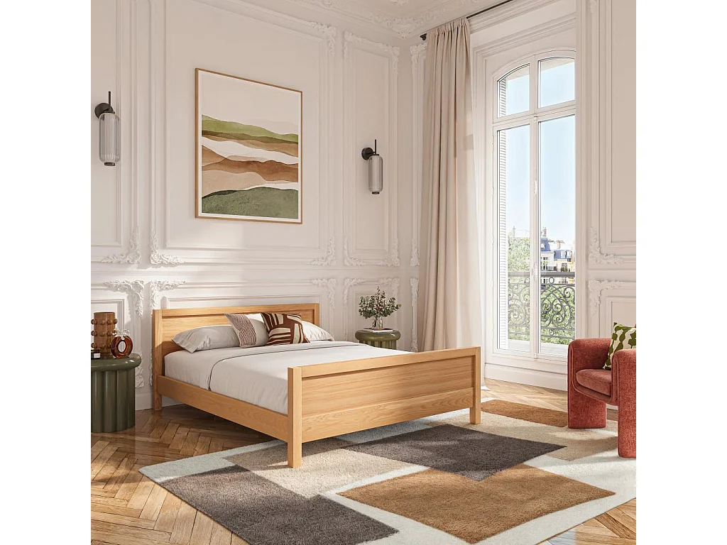 Habitat - Lit  160 x 200 cm en chêne massif - Naturel - Hanita