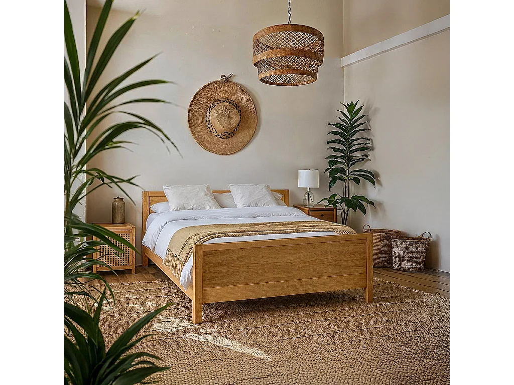 Habitat - Lit  160 x 200 cm en chêne massif - Naturel - Hanita