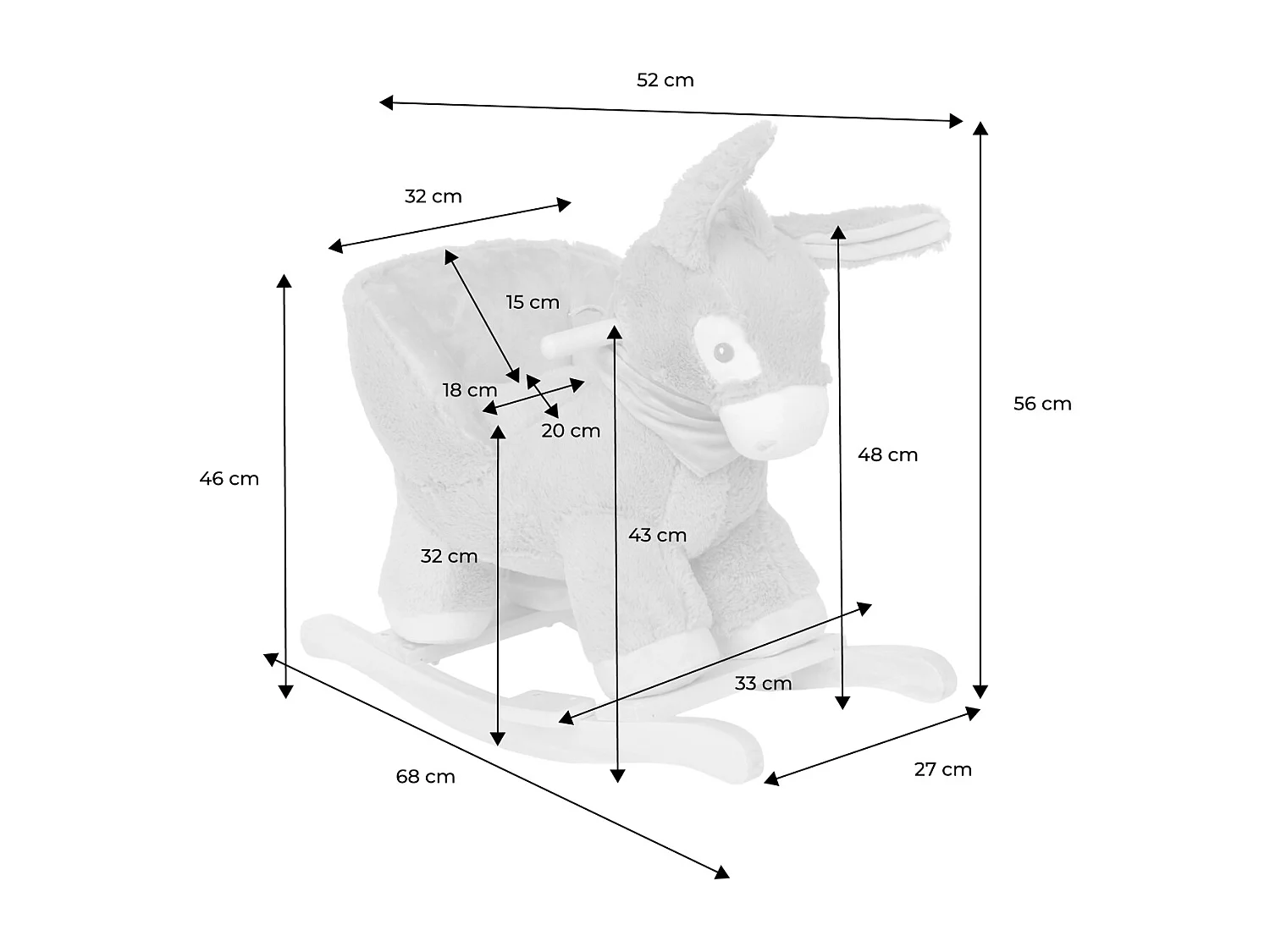 Burro balancín para niños blanco
