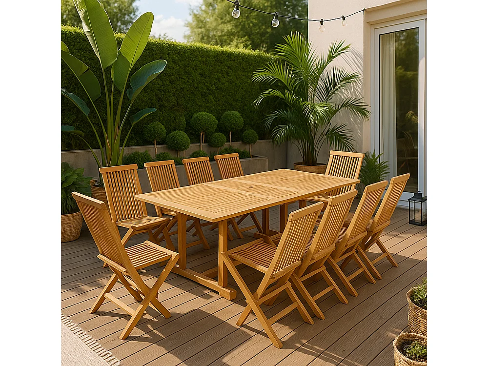 Table rectangulaire + 10 chaises KAJANG