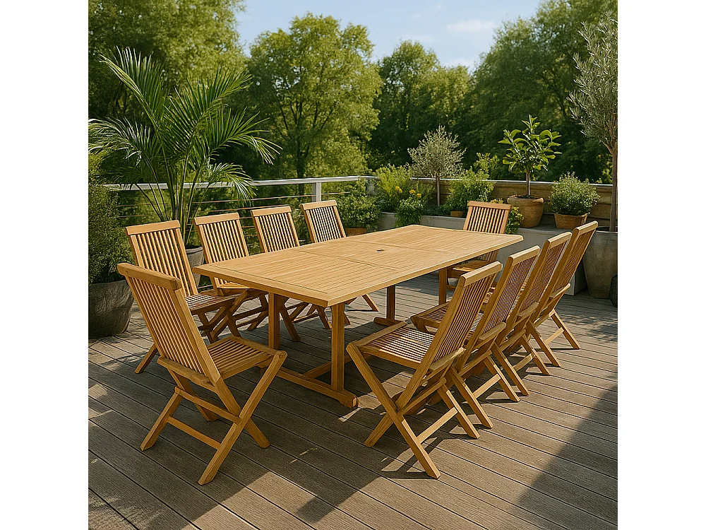 Table rectangulaire + 10 chaises KAJANG