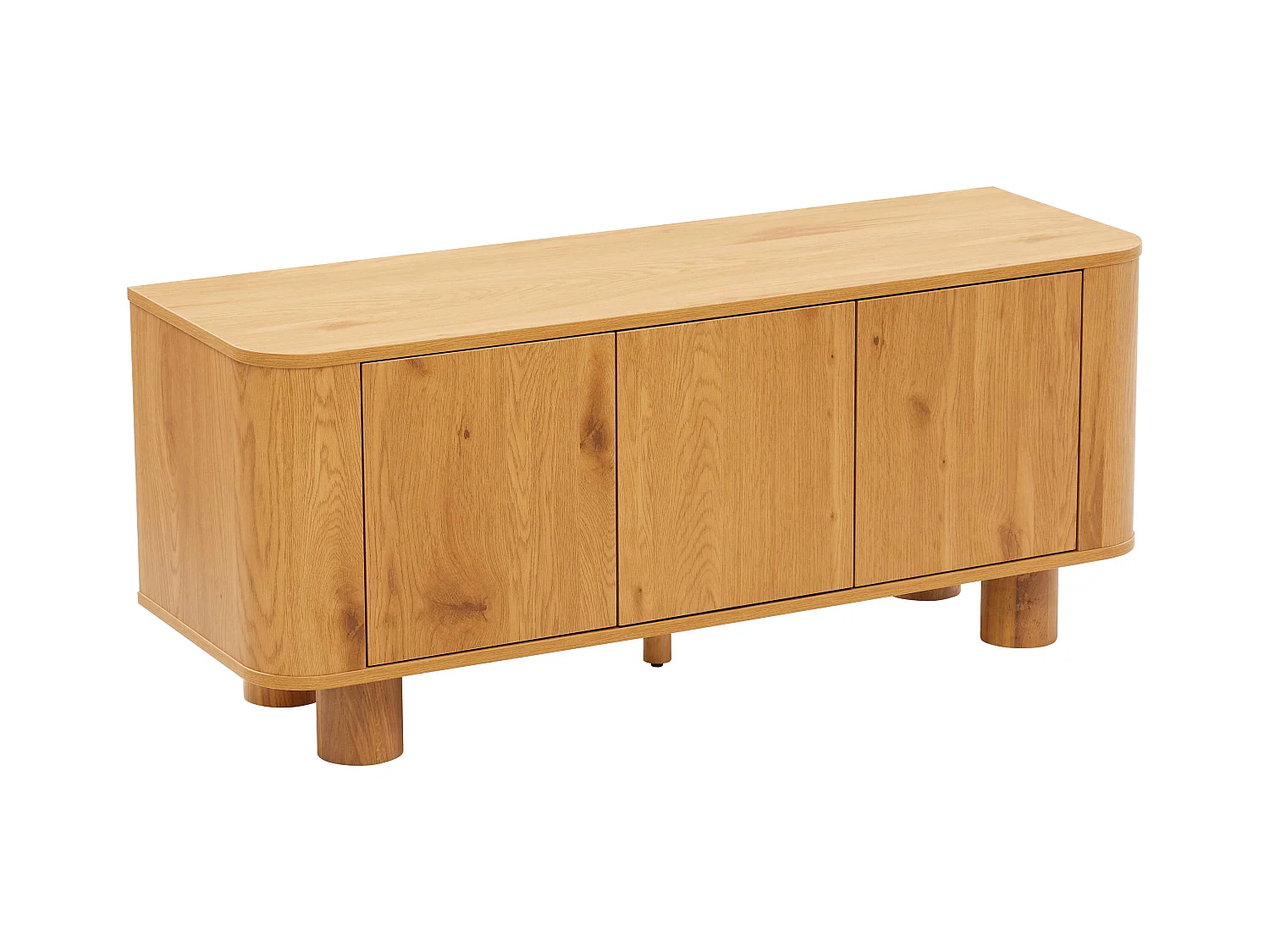 Meuble TV scandinave 3 portes L120 cm bois clair