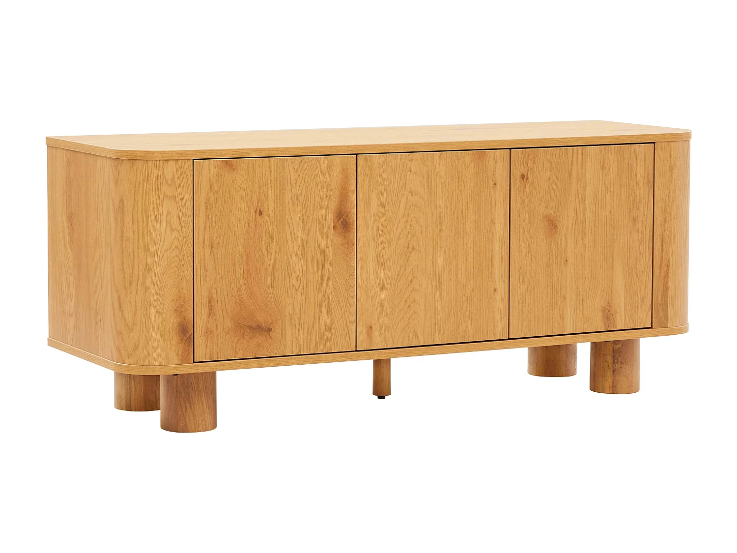 Meuble TV scandinave 3 portes L120 cm bois clair