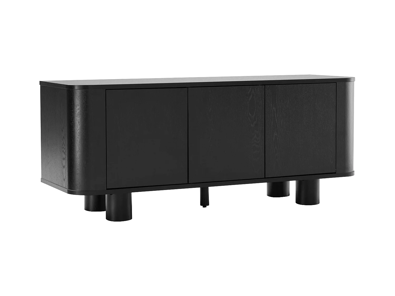 Meuble TV scandinave 3 portes L120 cm bois noir