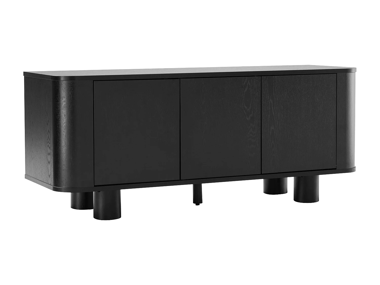 Scandinavische tv-kast met 3 deuren L120 cm zwart hout