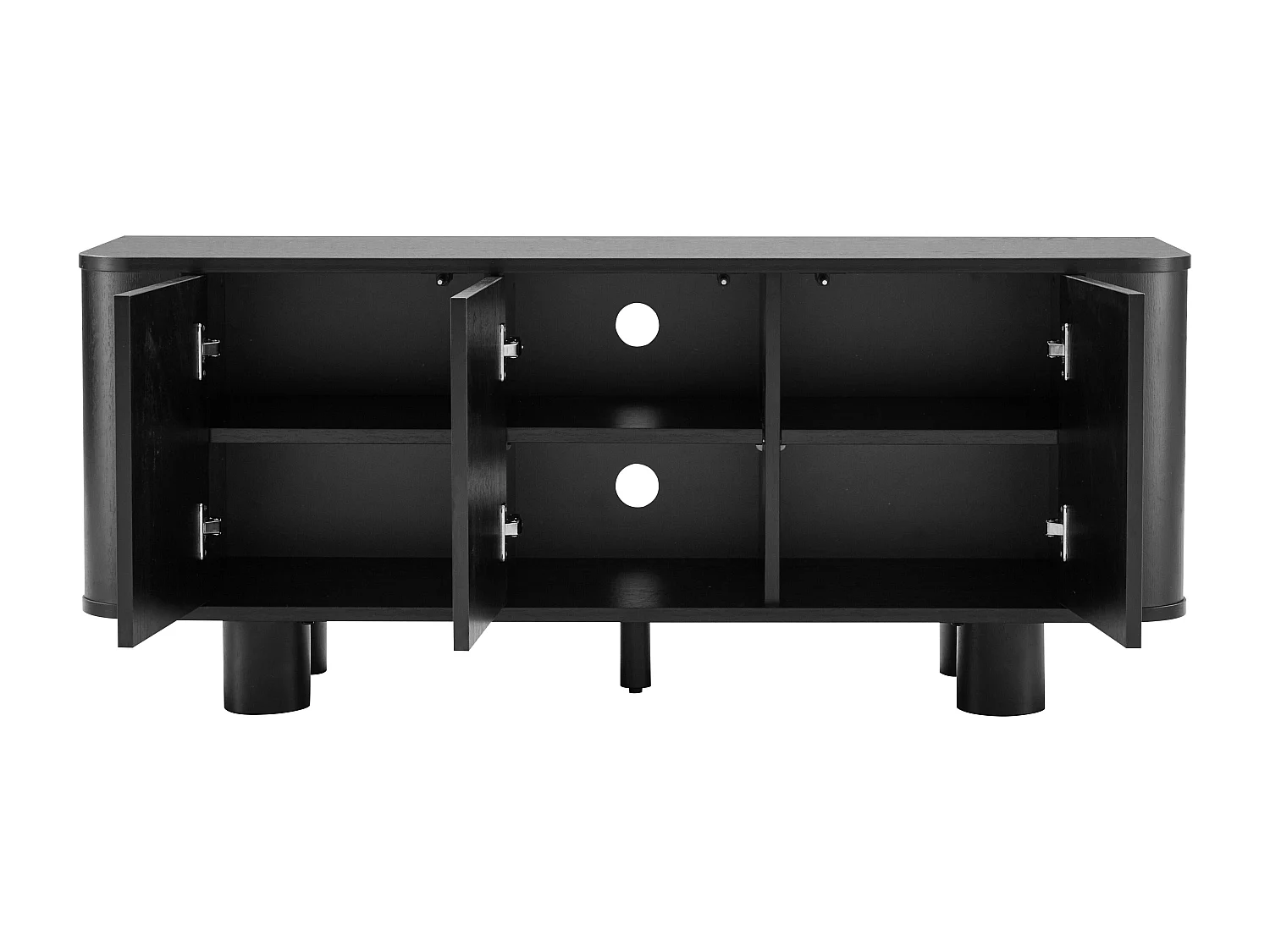 Scandinavische tv-kast met 3 deuren L120 cm zwart hout