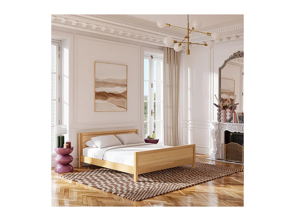 Habitat - Lit 180 x 200 cm en chêne massif - Naturel - Hanita