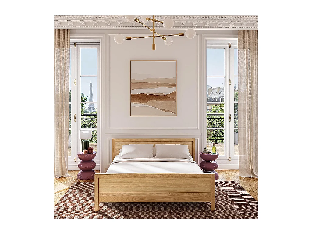 Habitat - Lit 180 x 200 cm en chêne massif - Naturel - Hanita