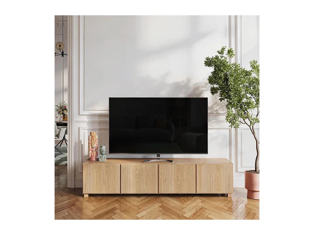 Habitat - Meuble TV 4 portes en chêne - Naturel - Design by Hélèna Pille - Drio