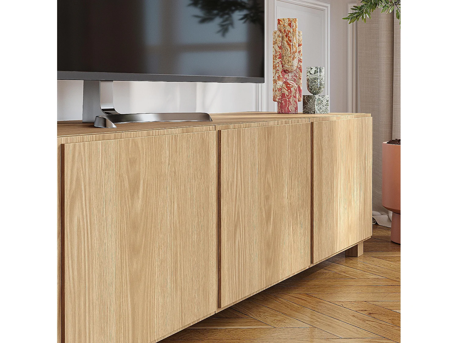 Habitat - Meuble TV 4 portes en chêne - Naturel - Design by Hélèna Pille - Drio