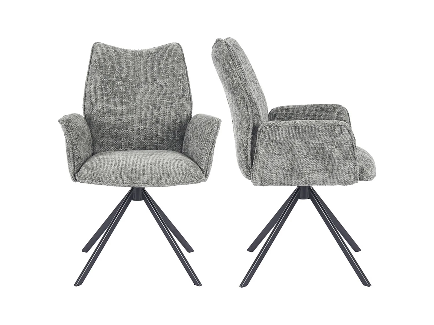 Pack de 2 sillas de comedor u oficina de 93x63x62 cm giratorias de tela en musgo Andrea