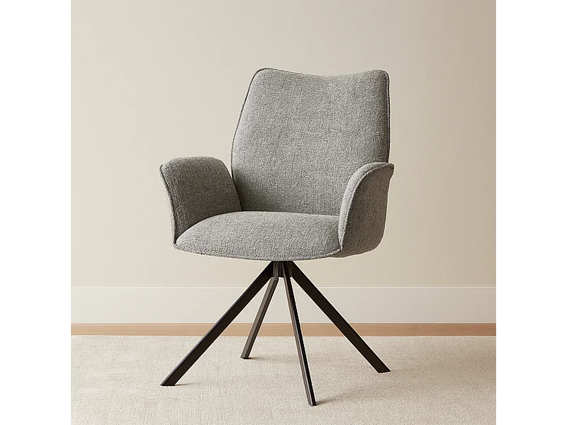 Pack de 2 sillas de comedor u oficina de 93x63x62 cm giratorias de tela en gris Andrea