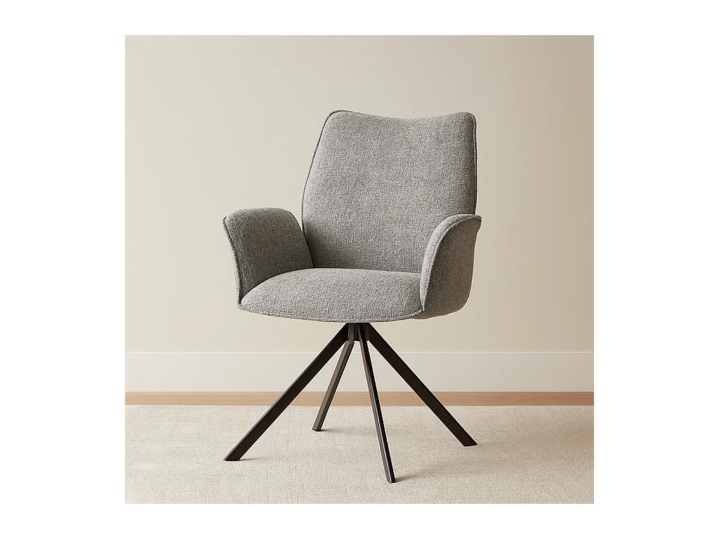 Pack de 2 sillas de comedor u oficina de 93x63x62 cm giratorias de tela en gris Andrea