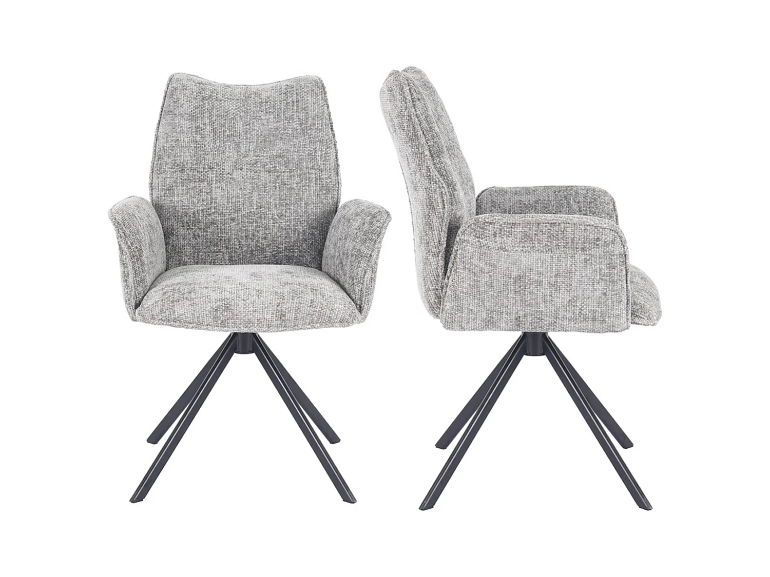 Pack de 2 sillas de comedor u oficina de 93x63x62 cm giratorias de tela en gris Andrea