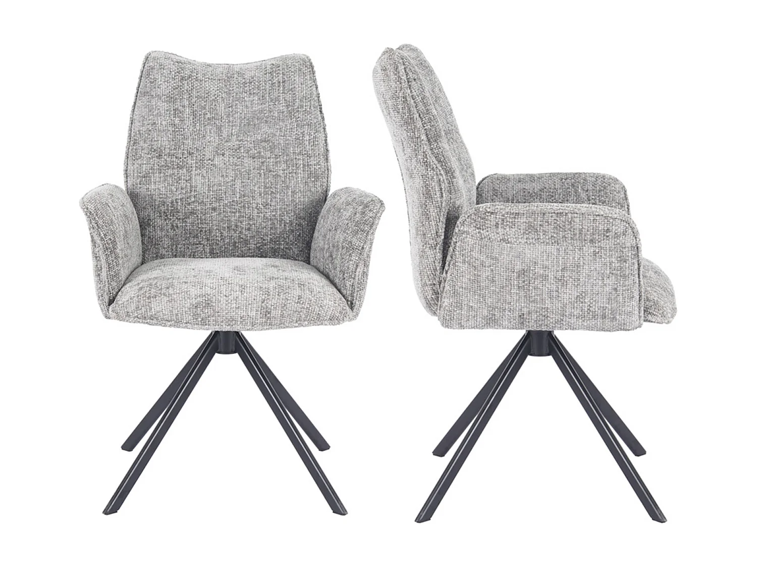 Pack de 2 sillas de comedor u oficina de 93x63x62 cm giratorias de tela en gris Andrea