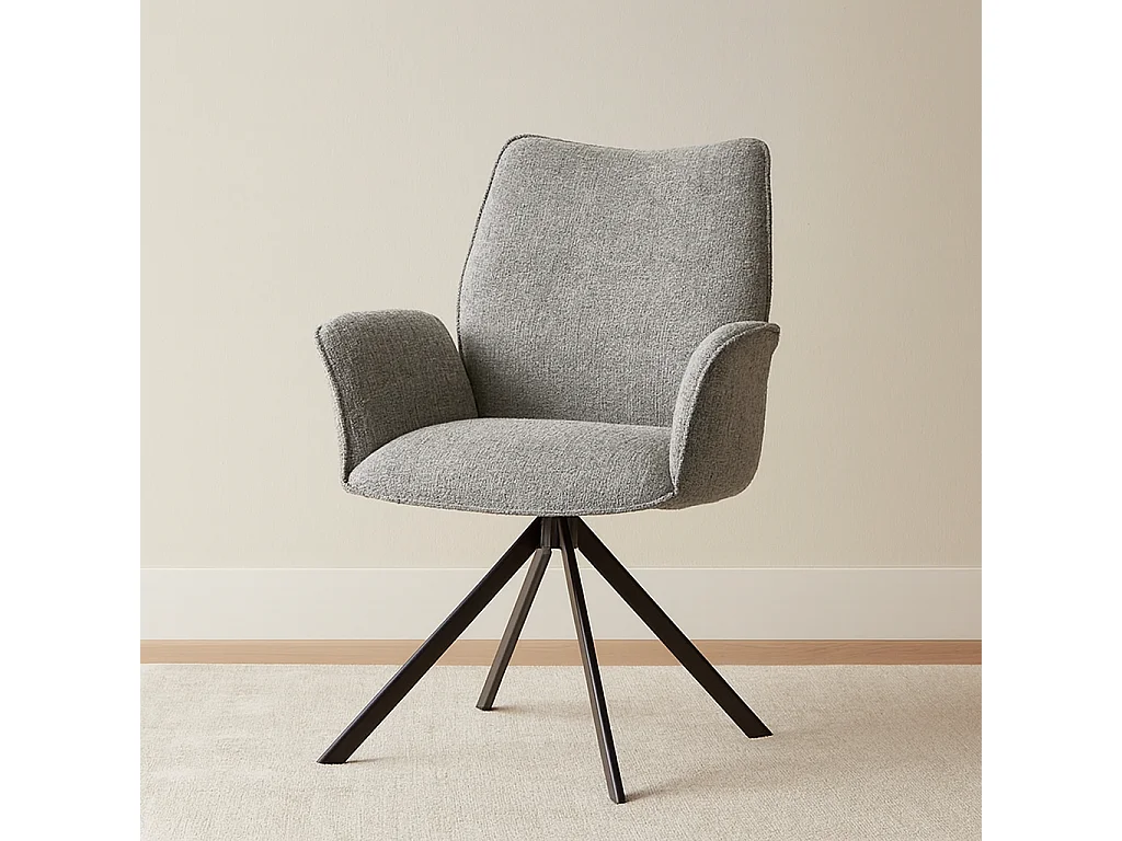 Pack de 2 sillas de comedor u oficina de 93x63x62 cm giratorias de tela en gris Andrea