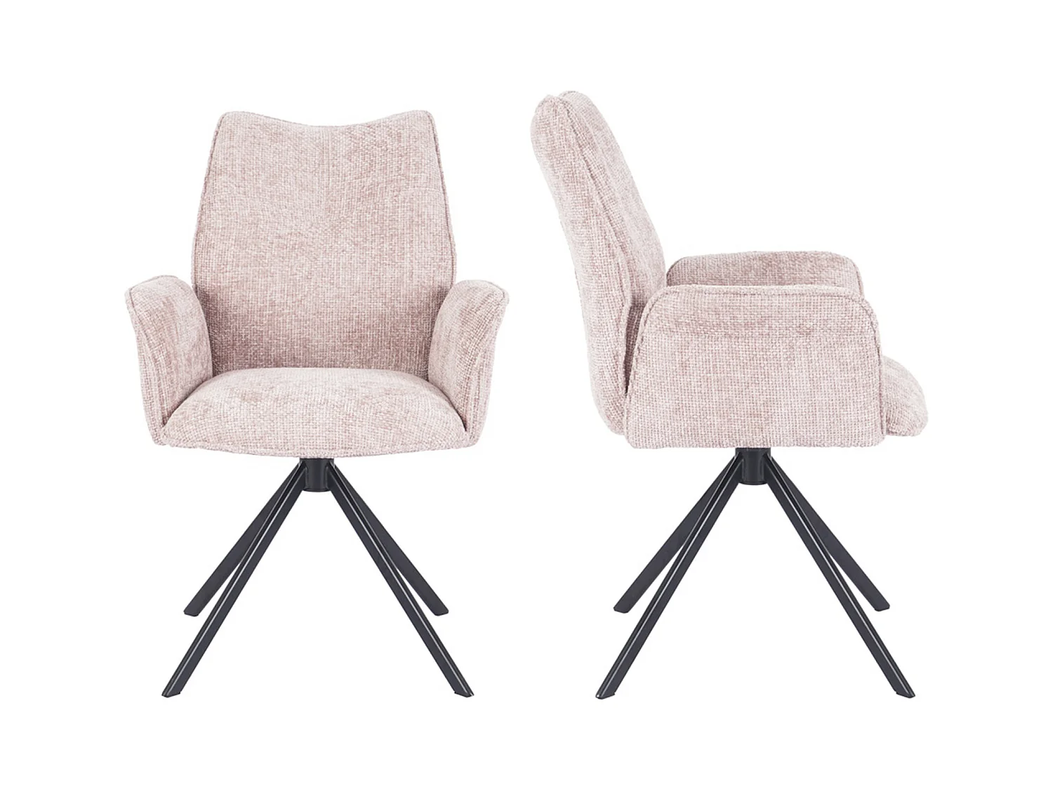 Pack de 2 sillas de comedor u oficina de 93x63x62 cm giratorias de tela en rosa Andrea