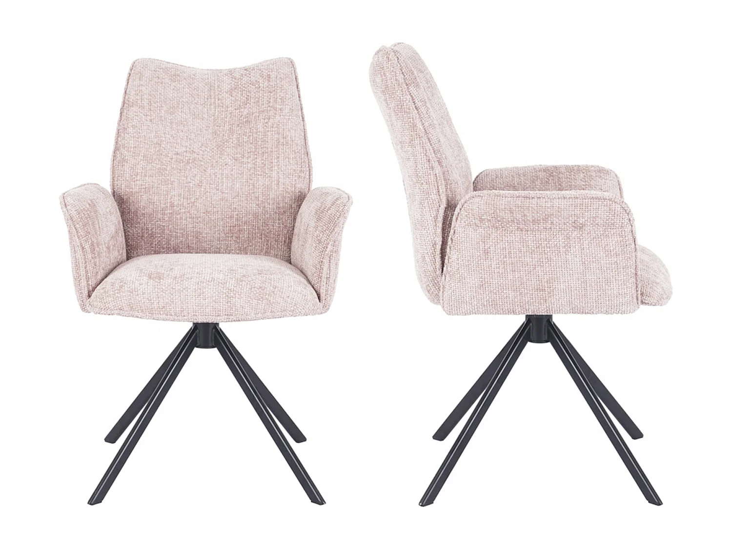 Pack de 2 sillas de comedor u oficina de 93x63x62 cm giratorias de tela en rosa Andrea