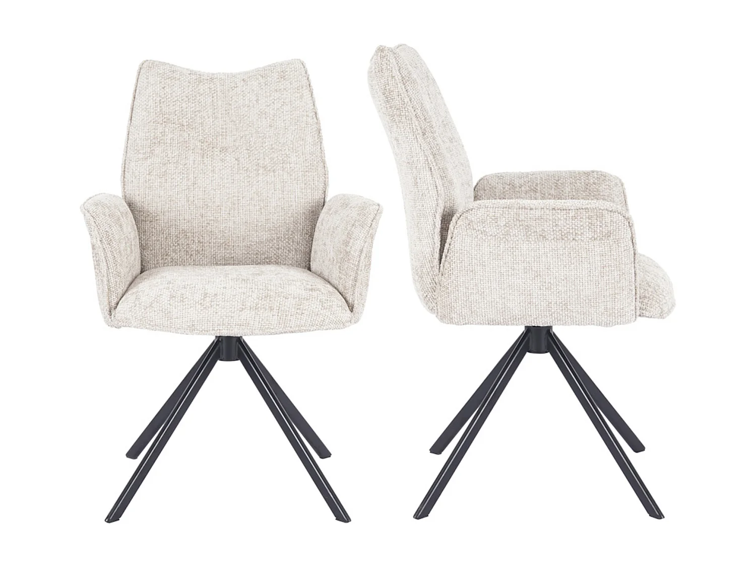 Pack de 2 sillas de comedor u oficina de 93x63x62 cm giratorias de tela en beige Andrea