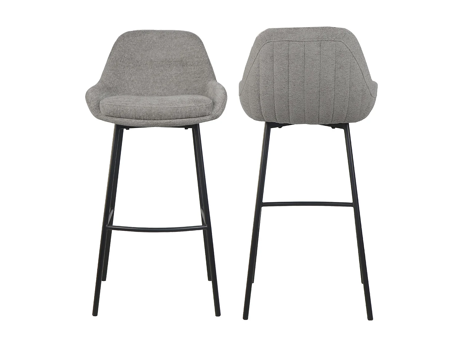 Pack de 2 taburetes para barra de 100x49x52 cm con respaldo de tela en color gris Caspi