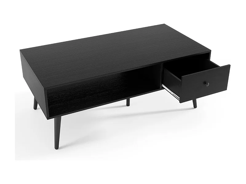 Table Basse Industrielle 109 x 55 x 44,5 CM avec 1 Tiroir et Etagère de Stockage Cadre en Métal Noir