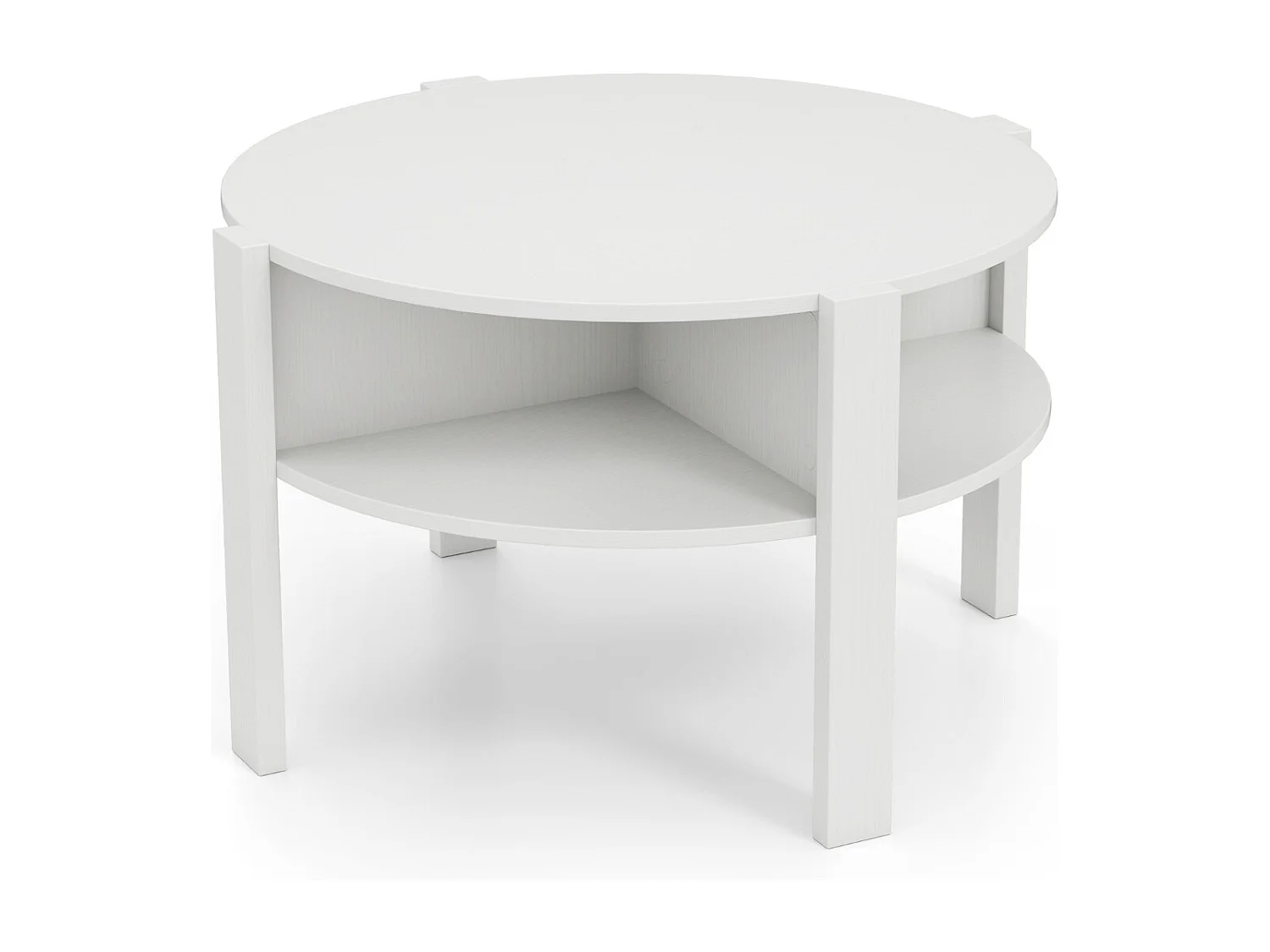 Tavolino rotondo con vano portaoggetti Tavolo da salotto in legno con 4 ripiani Tavolino bianco