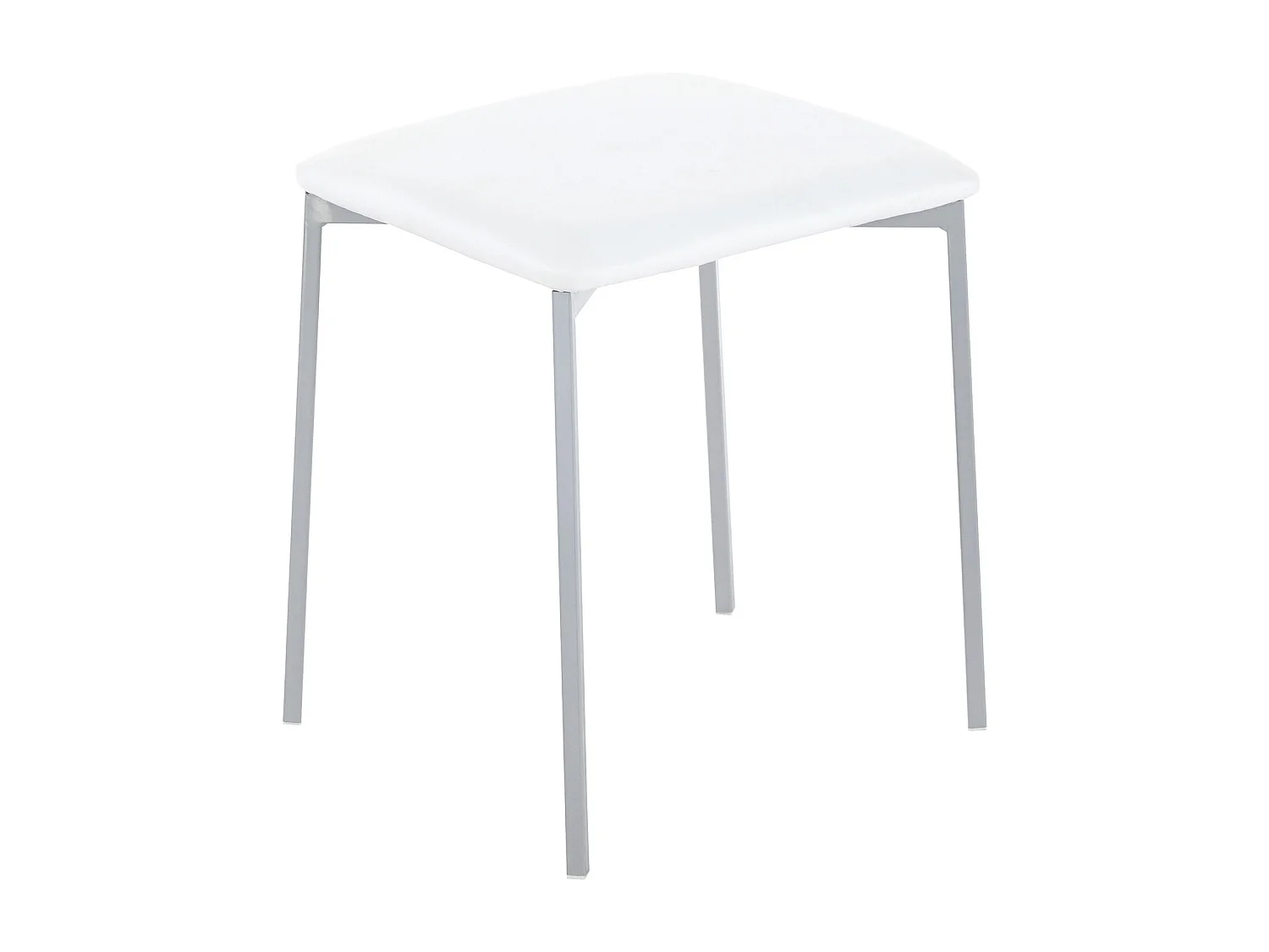 Pack de 4 taburetes bajos de 47x35x35 cm con asiento de PVC acolchado en color blanco Inya