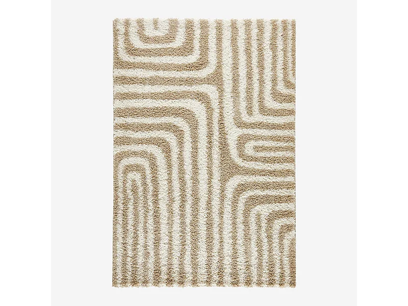 Tappeto interno shaggy motivi geometrici beige