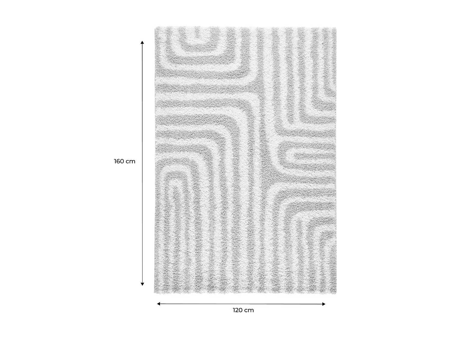 Tapis intérieur shaggy motifs géométriques rectangulaires beige 120 x 160 cm - Queensy