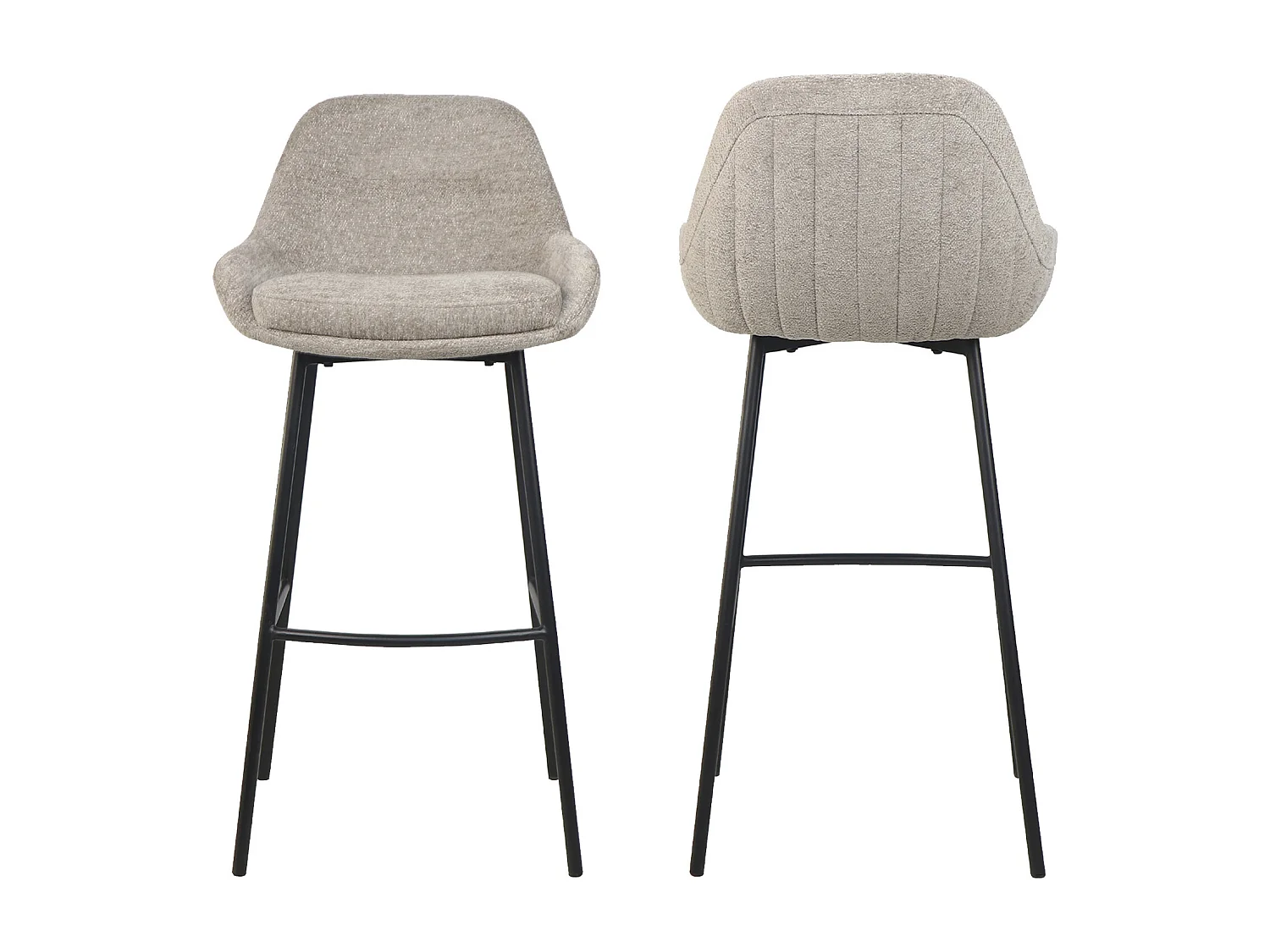 Pack de 2 taburetes para barra de 100x49x52 cm con respaldo de tela en color beige Caspi