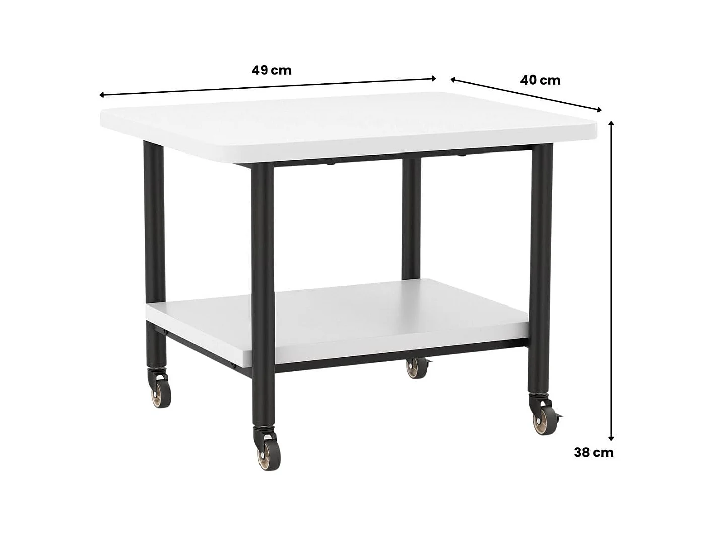 Support d'Imprimante à 2 Niveaux Meuble Imprimante avec 4 Roues et Étagère de Rangement pour Dossier Organisateur de Stockage Blanc