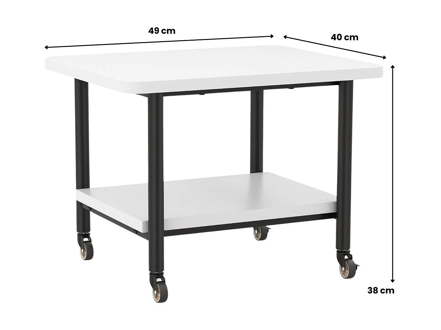 Support d'Imprimante à 2 Niveaux Meuble Imprimante avec 4 Roues et Étagère de Rangement pour Dossier Organisateur de Stockage Blanc