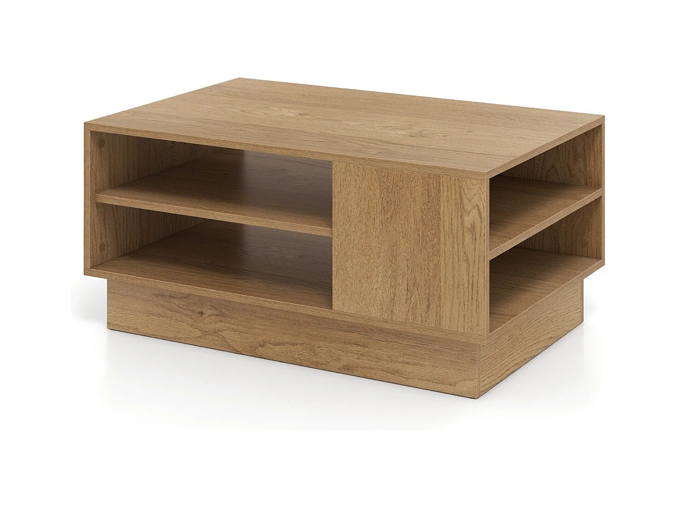 Tavolo centrale rettangolare con 2 ripiani di stoccaggio aperti, Tavolino da caffè moderno Naturale