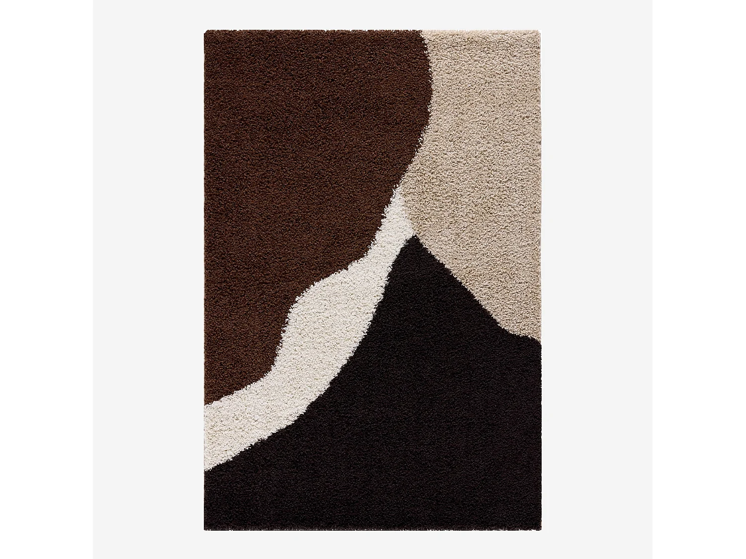 Tapis intérieur shaggy motifs géométriques beige. marron. noir 160 x 230 cm - Omar